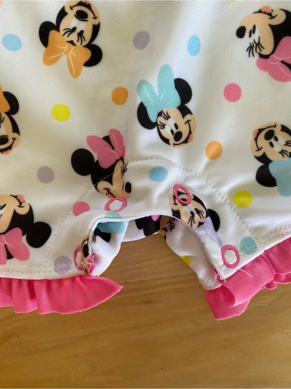 Disney Minnie Mouse Baby Swimsuit 0-3 Months One Piece Snap Infant Bathing Suit